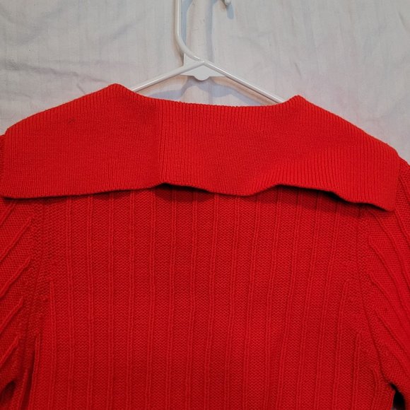 Vintage Red Pullover Sweater Collared The Broadway Size Medium Acrylic Japan - Picture 9 of 12